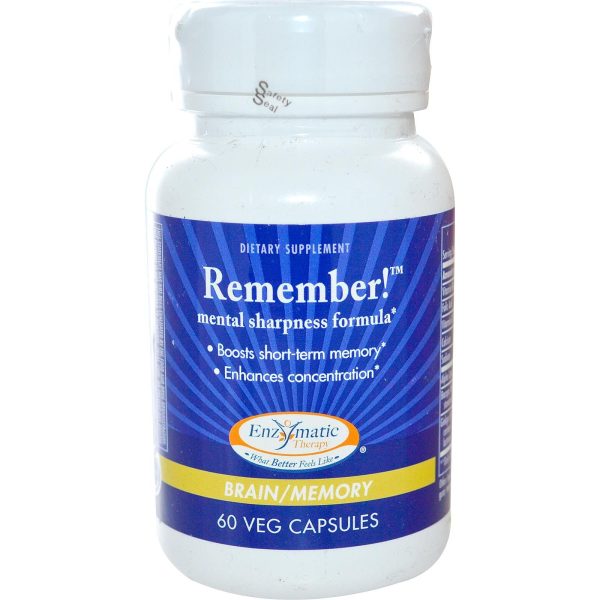 Enzymatic Therapy, Remember! Mental Sharpness Formula, Brain Memory, 60 VCaps Fashion