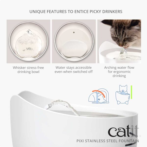 Catit PIXI Stainless Steel Drinking Fountain 2.5L For Discount