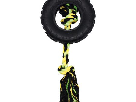 Grrrelli Rubber Tough Dog Toys Tyre Tugger w. Rope 3 Sizes Discount