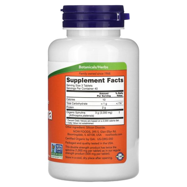 Now Foods Certified Organic Spirulina 1000mg 120 Tablets on Sale