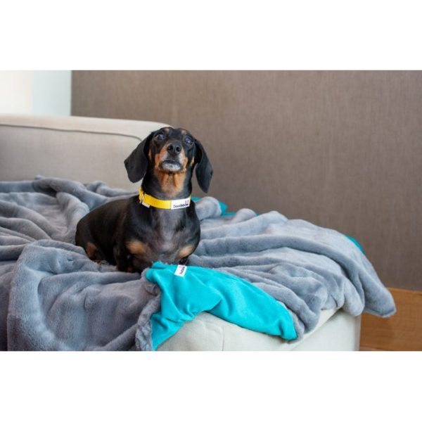 Doodlebone Faux Fur Dog Blanket Slate Teal Supply