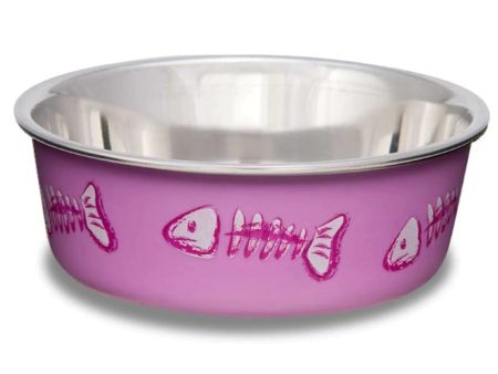 Loving Pets Cat Bella Bowls Fish Skeleton Pink X-Small For Sale