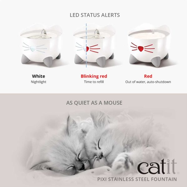 Catit PIXI Stainless Steel Drinking Fountain 2.5L For Discount