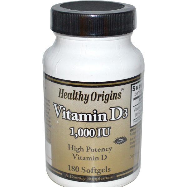 Healthy Origins, Vitamin D3, 1000 IU, 180 Softgels For Sale