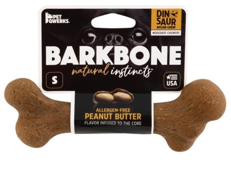 Pet Qwerks Dinosaur BarkBones Peanut Butter Nylon Tough Dog Toys 3 Sizes For Cheap